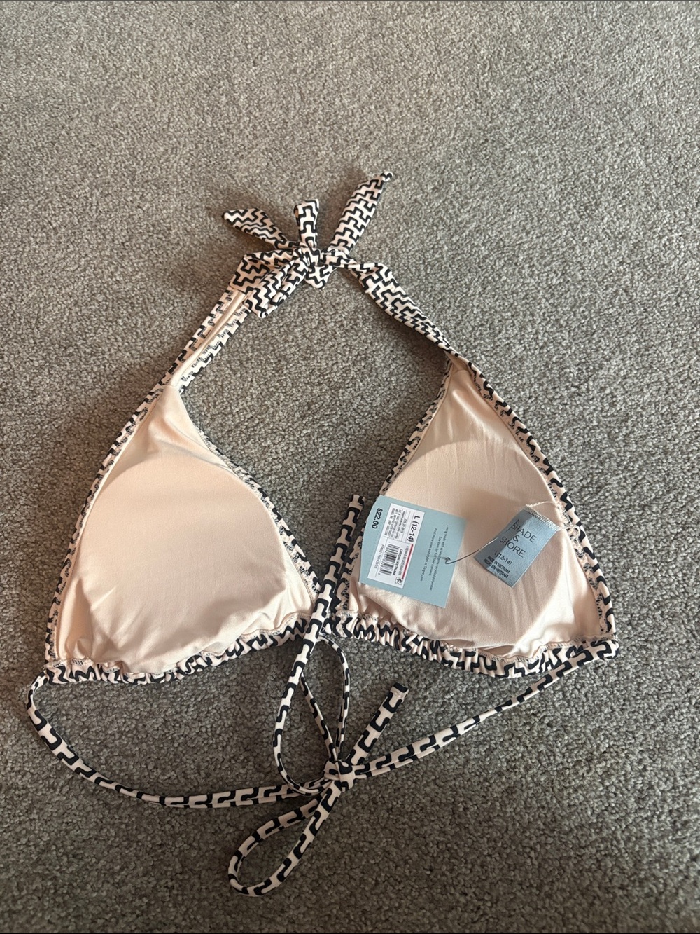 Shade & Shore Black and Cream Zigzag Triangle Swim Top - Picture 2 of 3